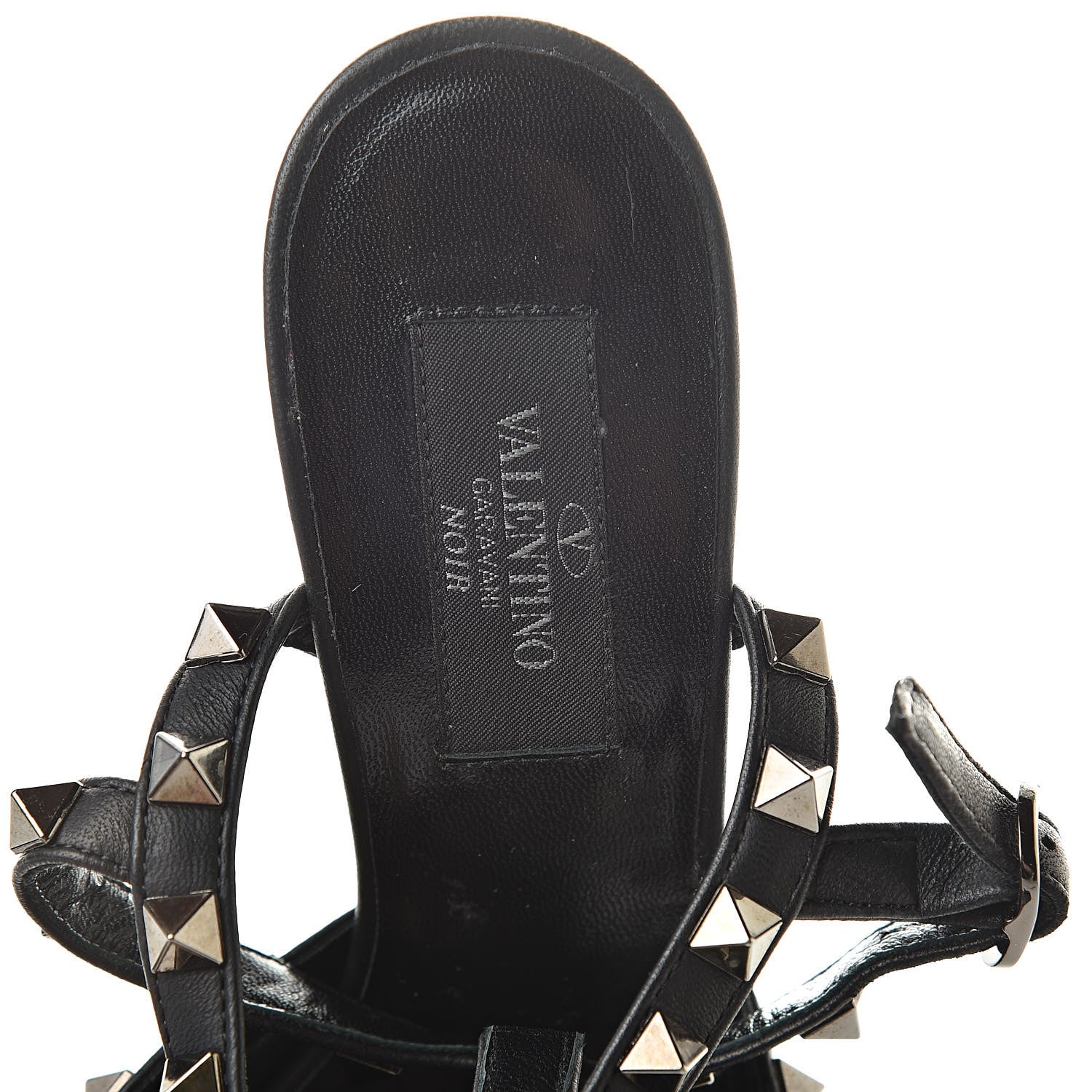 Valentino Garavani Nappa Rockstud Ankle Strap Low Heel Pumps 35.5 Black 6 of 10