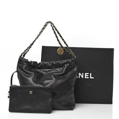Chanel Shiny Caviar Quilted Monochrome Small Chanel 22 Black 13 of 13