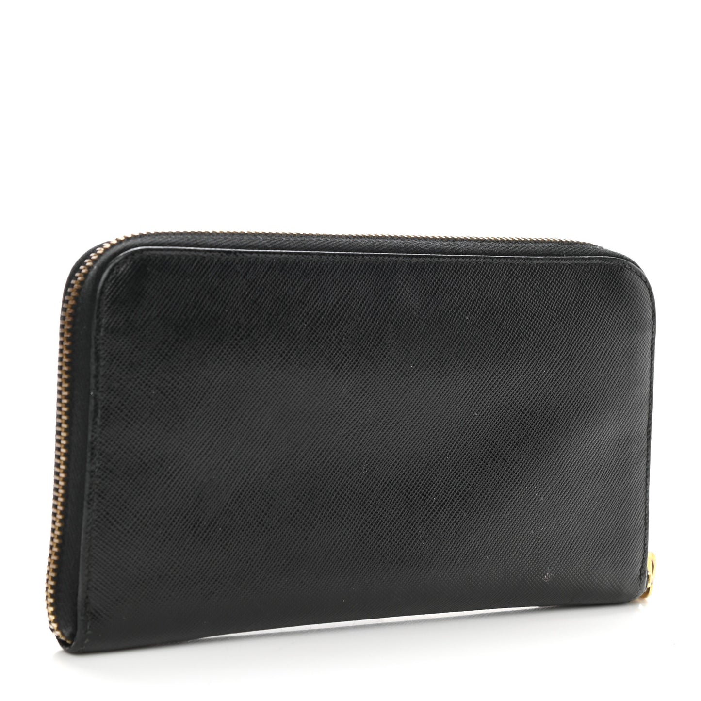 Saffiano Metal Zip Around Wallet Black