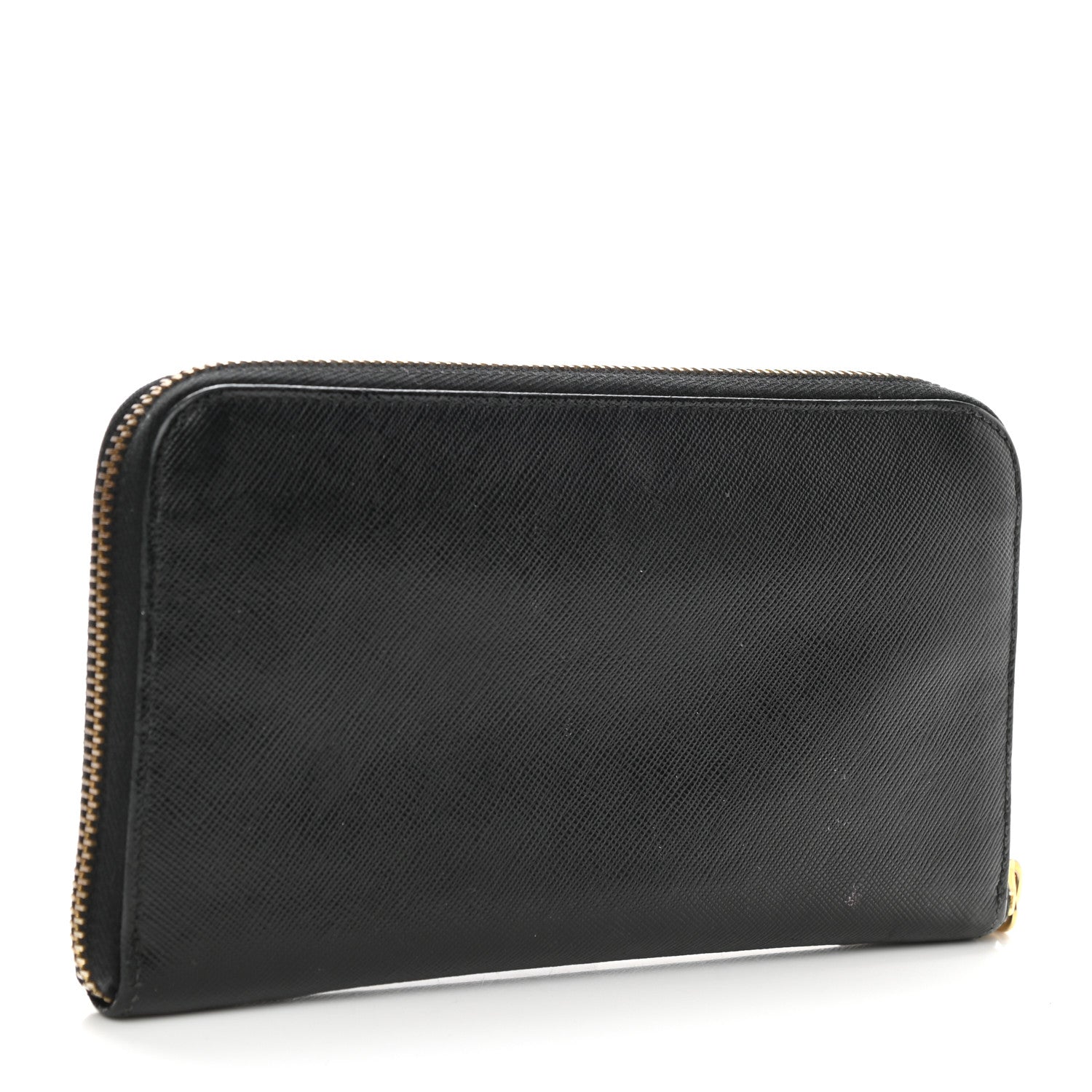 Prada Saffiano Metal Zip Around Wallet Black 3 of 10