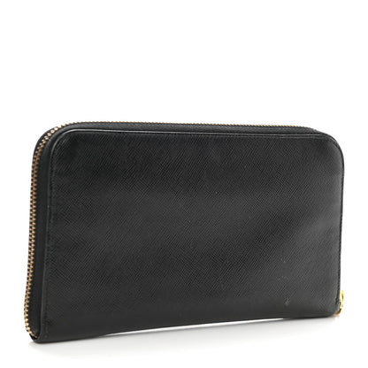 Prada Saffiano Metal Zip Around Wallet Black 3 of 10