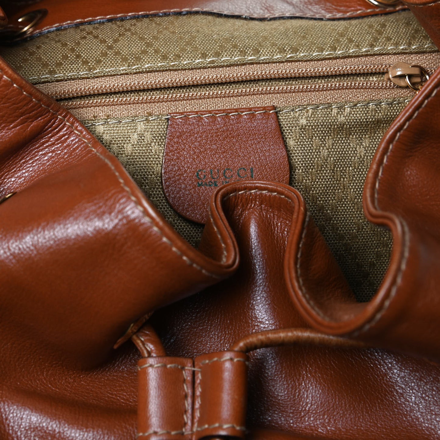 Calfskin Bamboo Backpack Brown