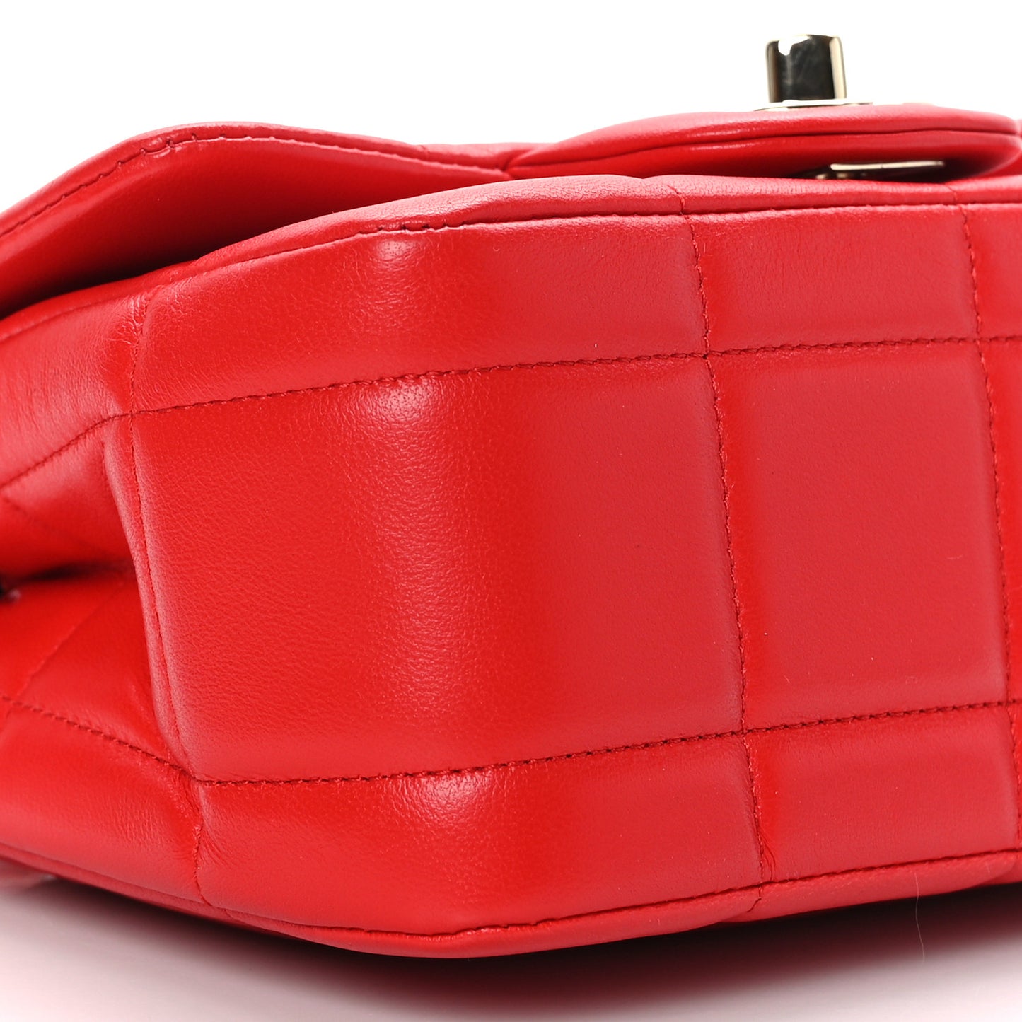 Lambskin Resin Crystal Square Quilted Monacoco Mini Flap Red