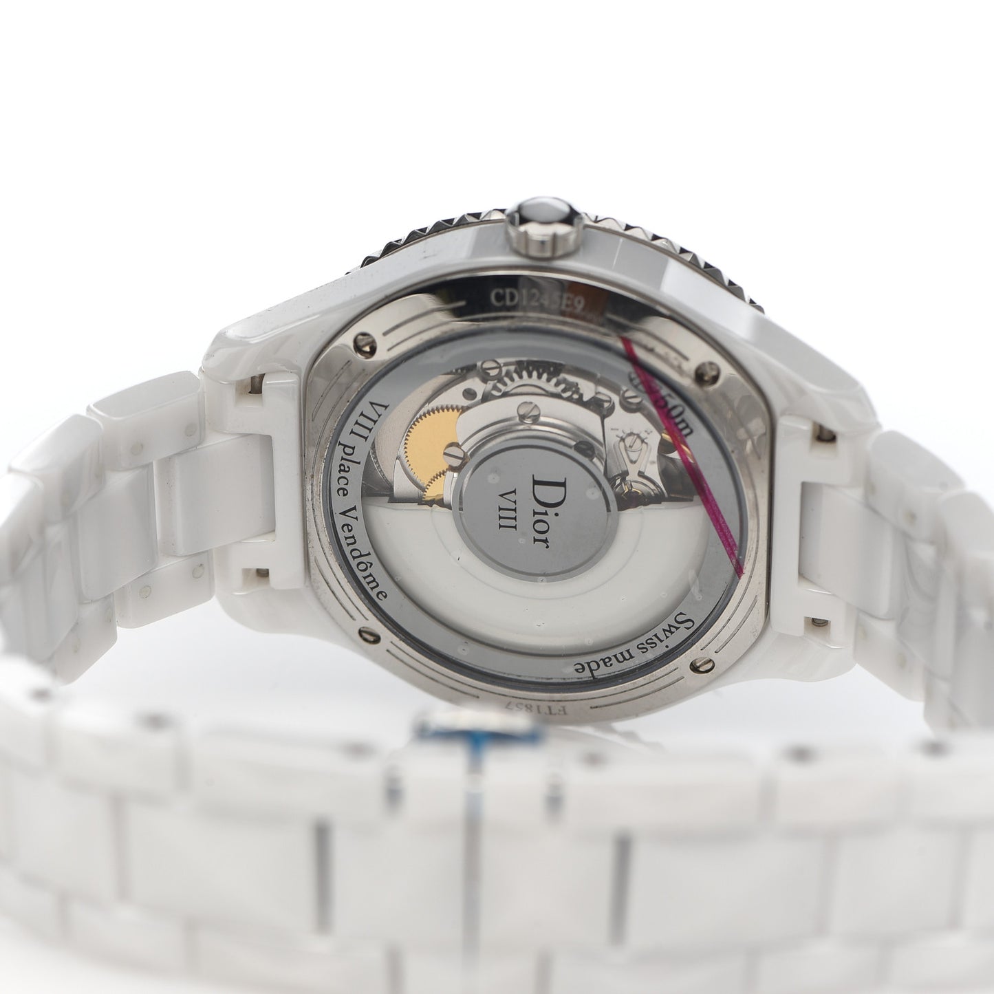 Stainless Steel Ceramic Diamond Bezel Mother of Pearl 38mm Dior VIII Automatic Watch White