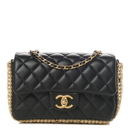 Chanel Lambskin Quilted Mini River of Pearls Flap Bag Black 1 of 12