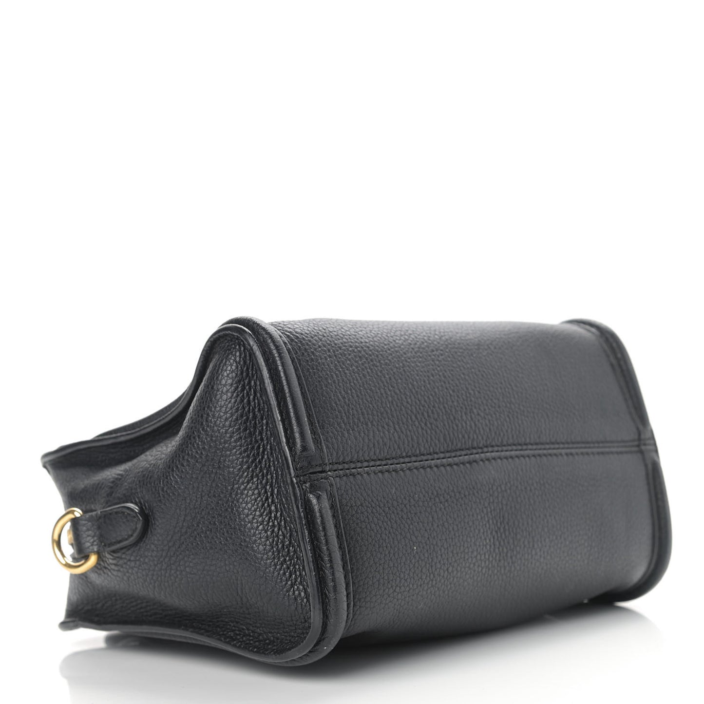 Pebbled Calfskin Mini Skull Padlock Zip Around Tote Black