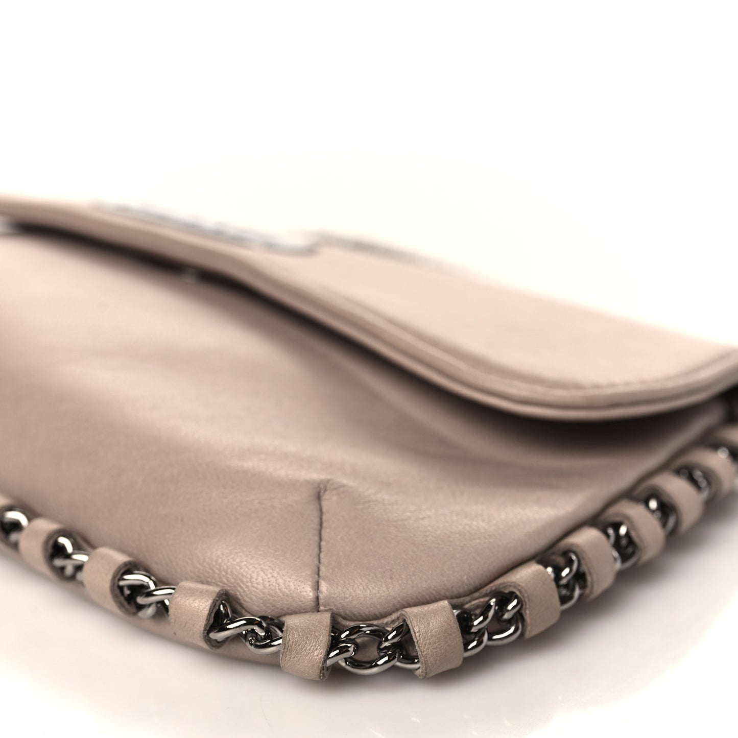 Lambskin Flat Shoulder Bag Beige