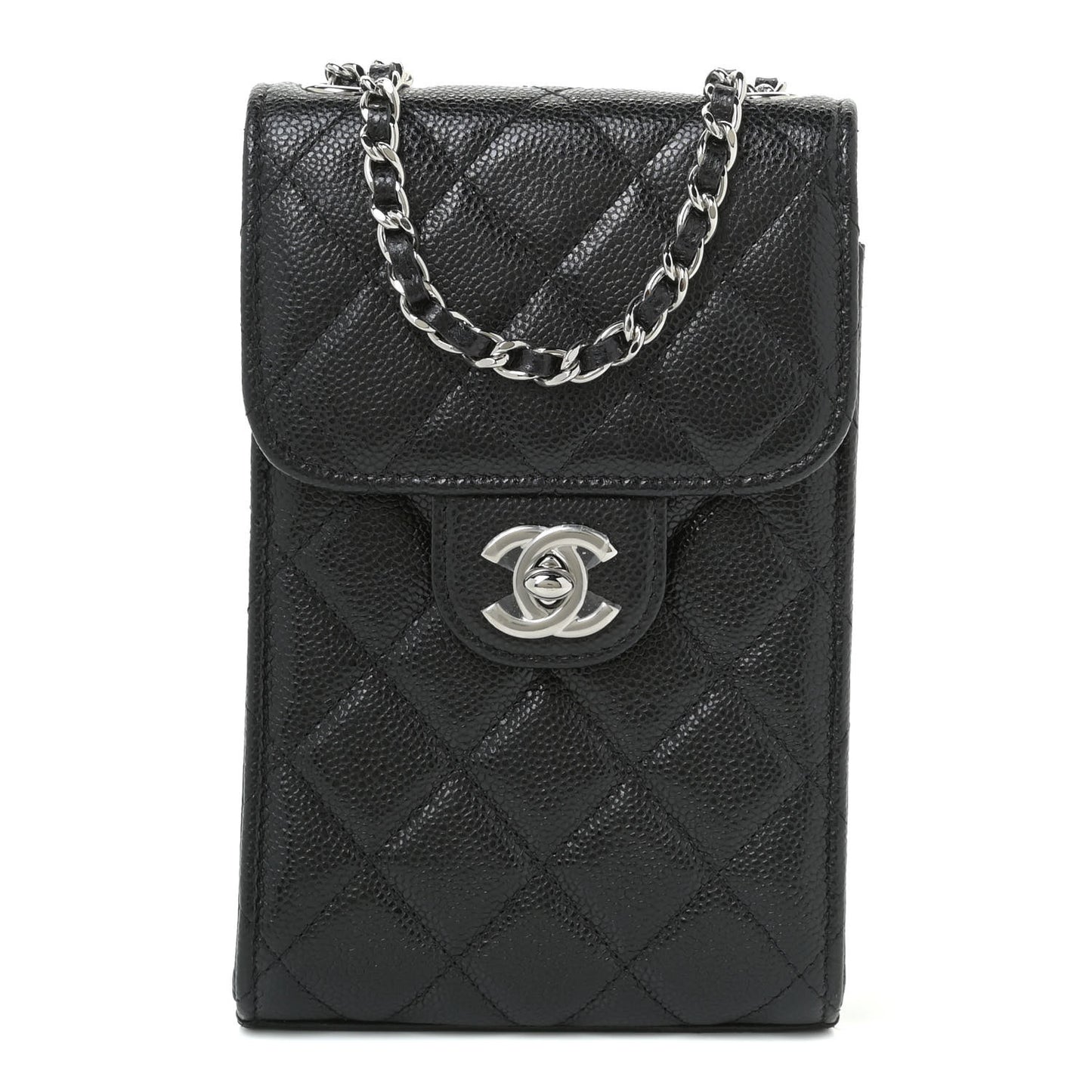 Caviar Quilted Classic Phone Holder Black