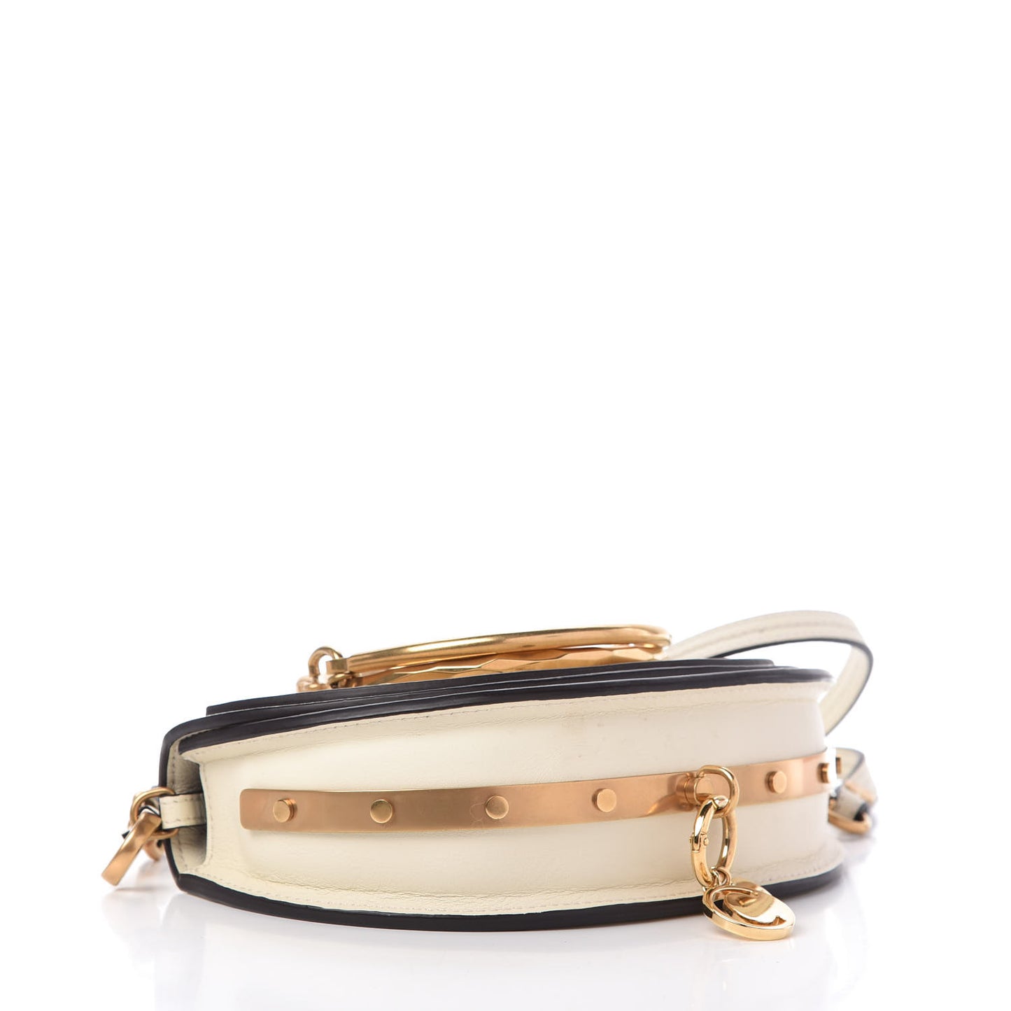 Calfskin Small Nile Bracelet Minaudiere Bag Off White