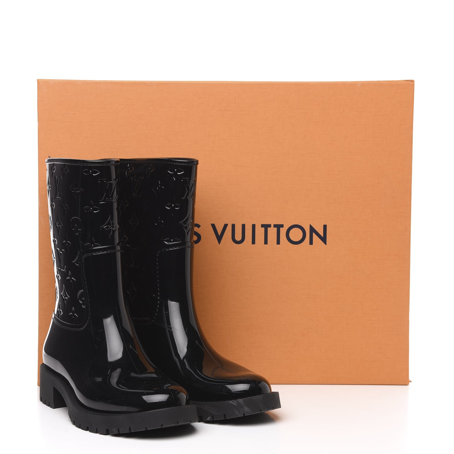 Louis Vuitton Rubber Embossed Monogram Drops Flat Half Boots 38 Black 10 of 10