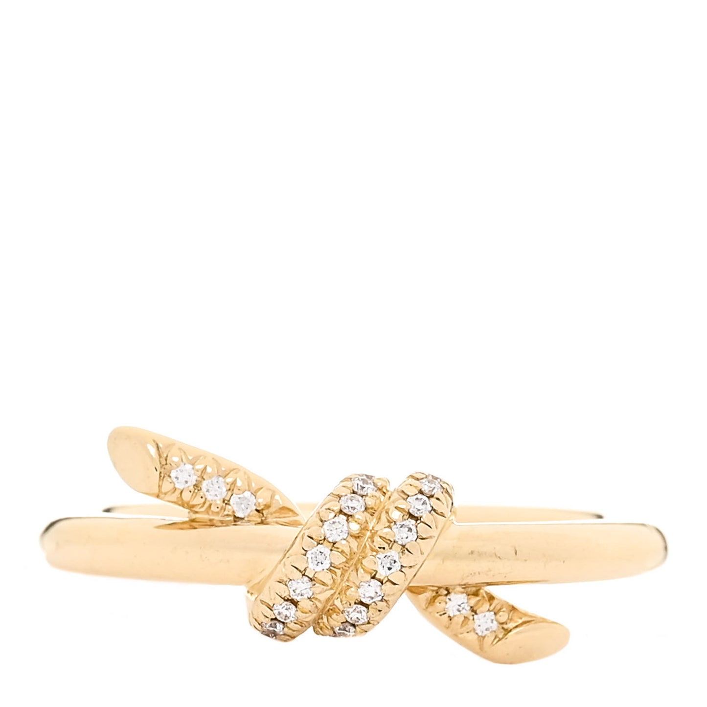 18K Yellow Gold Diamond Small Knot Ring 50 5.25