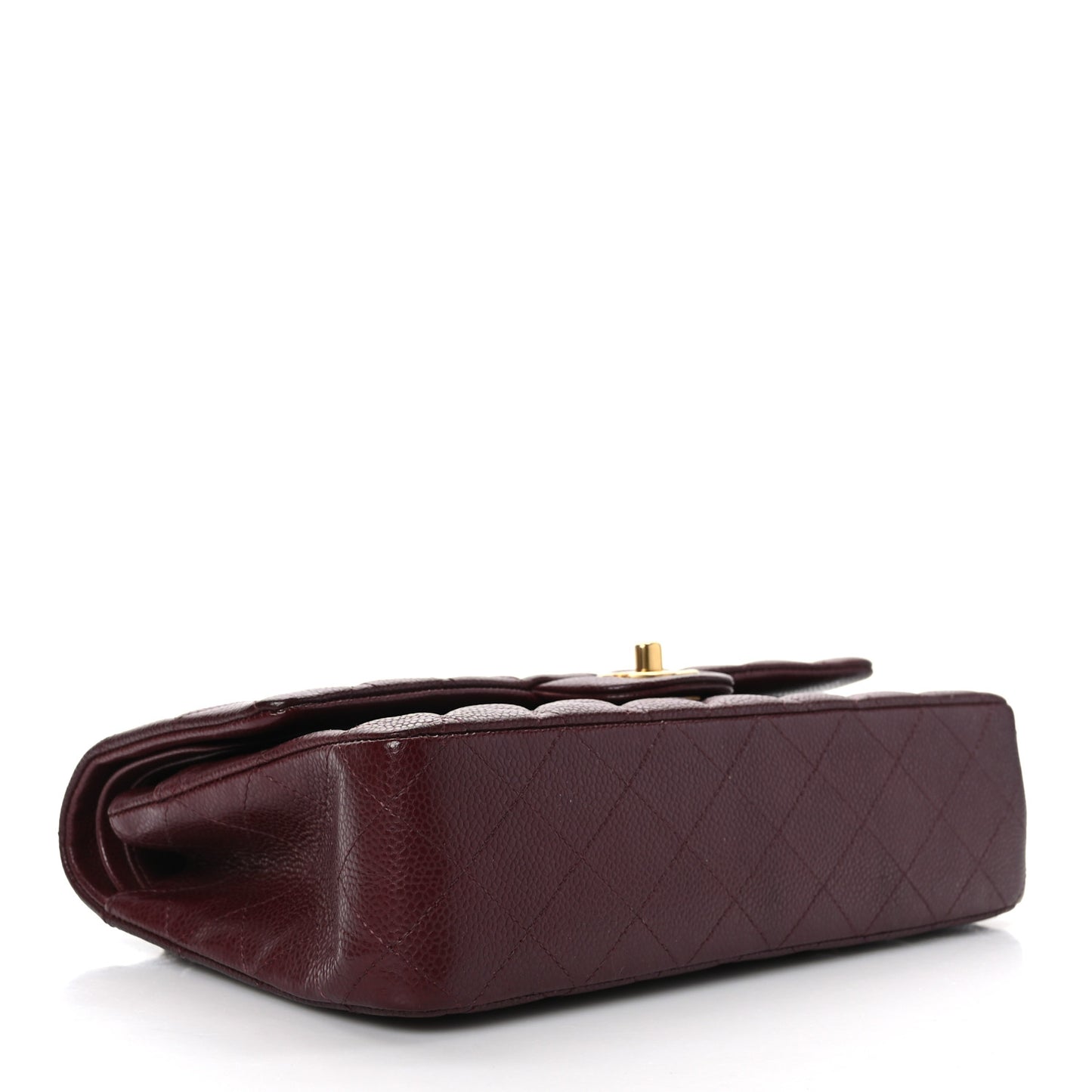 Caviar Quilted Medium Double Flap Dark Red