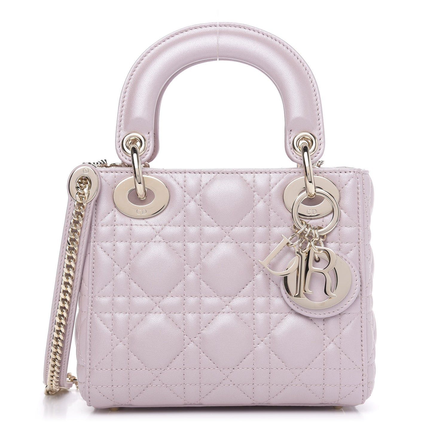 Metallic Lambskin Cannage Mini Lady Dior Lotus