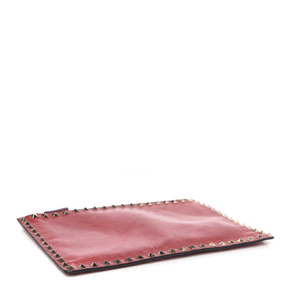 Valentino Garavani Pebbled Calfskin Large Rockstud Zip Pouch Rosso Valentino 4 of 12