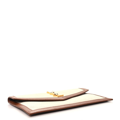 Saint Laurent Canvas Uptown Pouch Natural Beige Brick 4 of 7