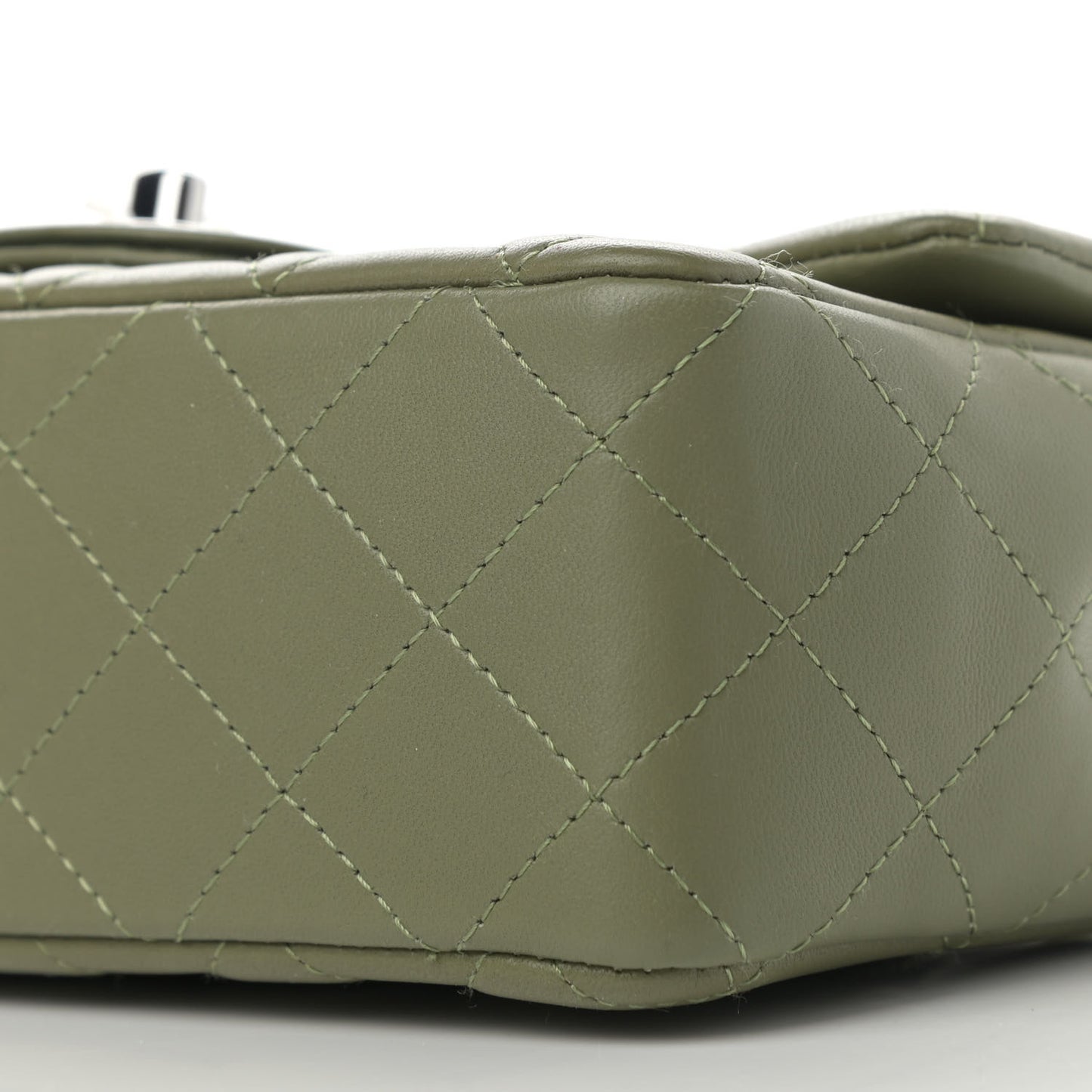 Lambskin Quilted Mini Rectangular Flap Green