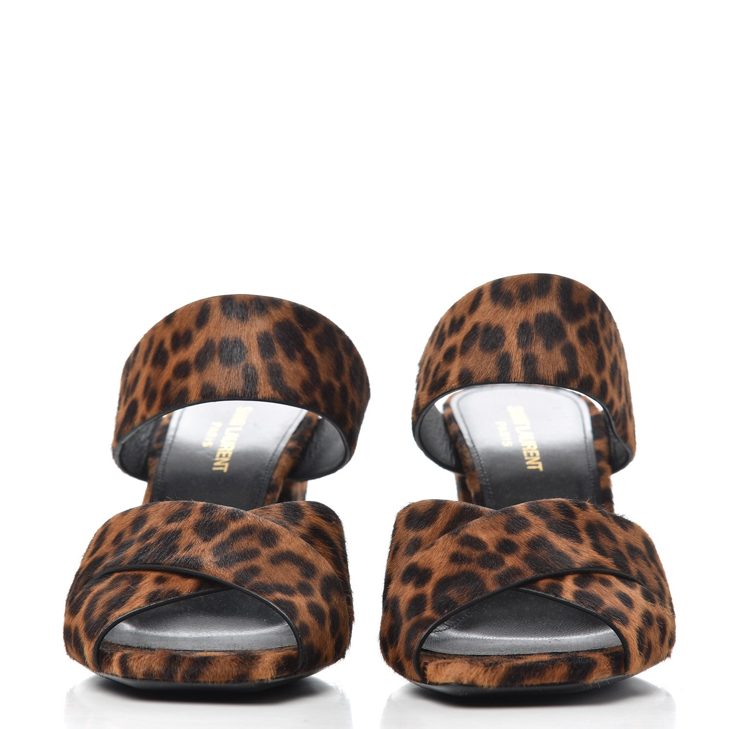 Saint Laurent Ponyhair Leopard Print Oak 75 Ankle Strap Sandals 39.5 Brown 2 of 11