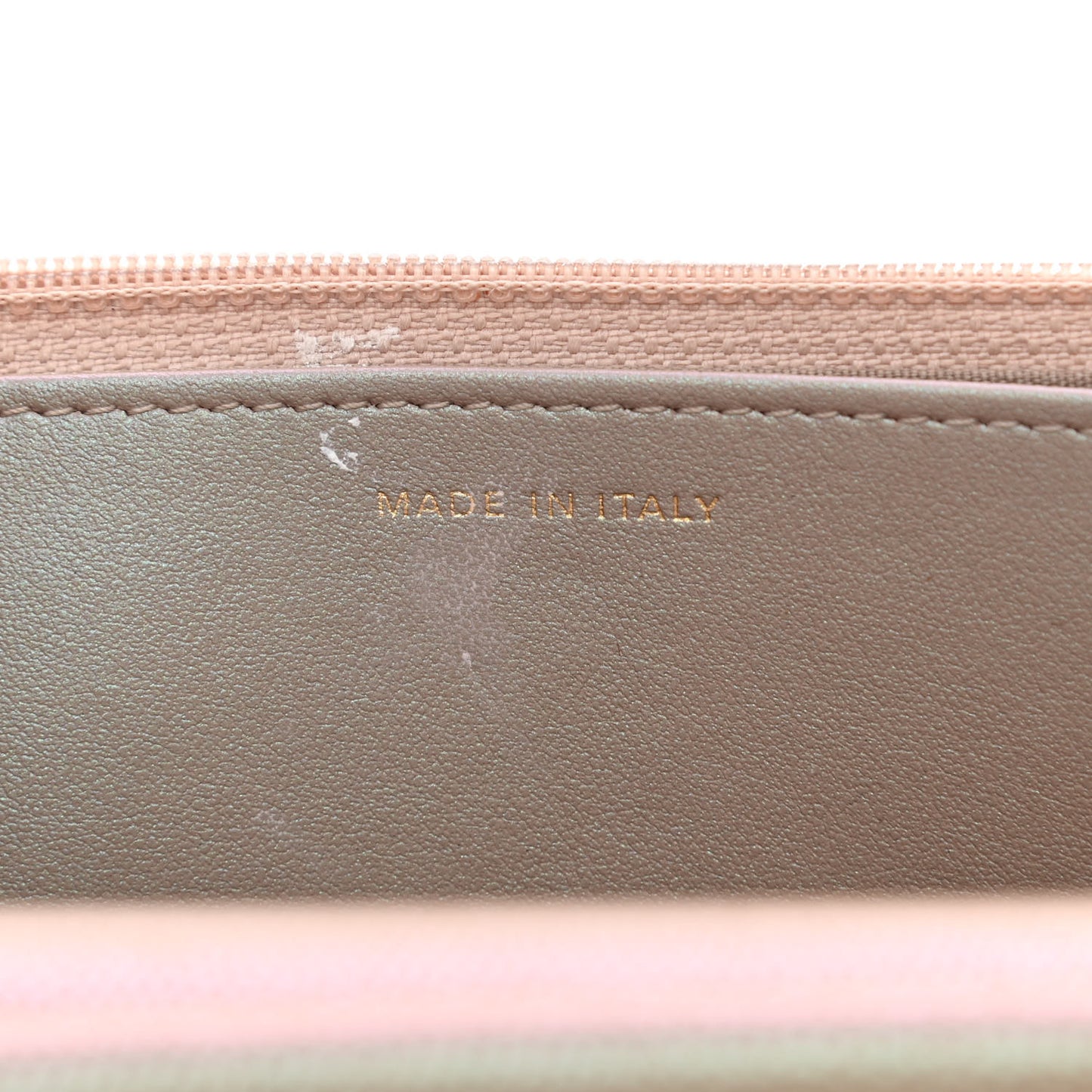 Iridescent Caviar Quilted Wallet On Chain WOC Beige