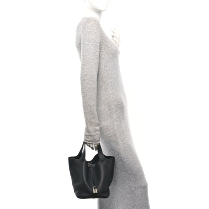 Hermes Taurillon Clemence Picotin Lock 22 MM Black Black 2 of 10