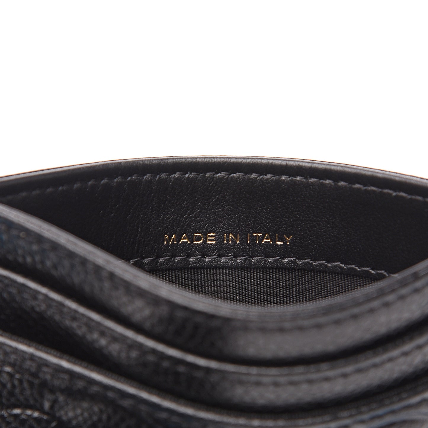 Caviar Camellia Embossed Card Holder Black