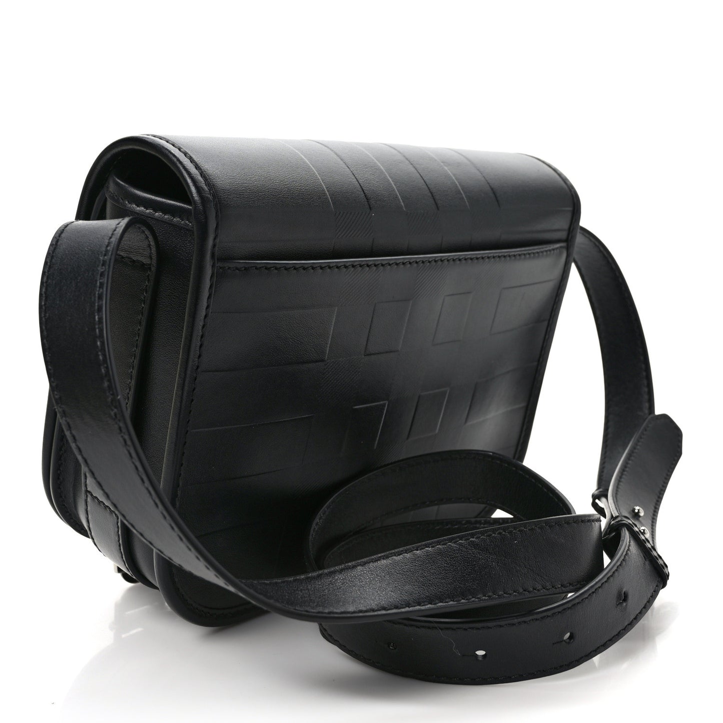Calfskin Embossed Check Messenger Bag Black