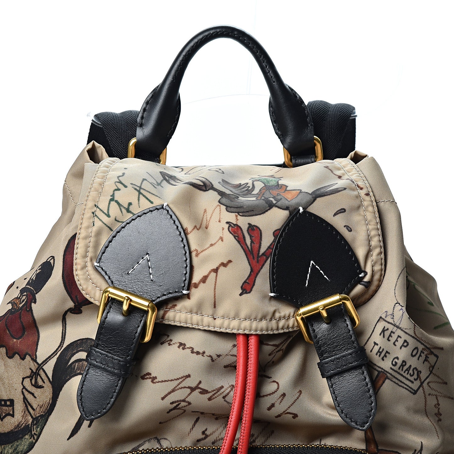 Nylon Print Medium Rucksack Backpack Beige