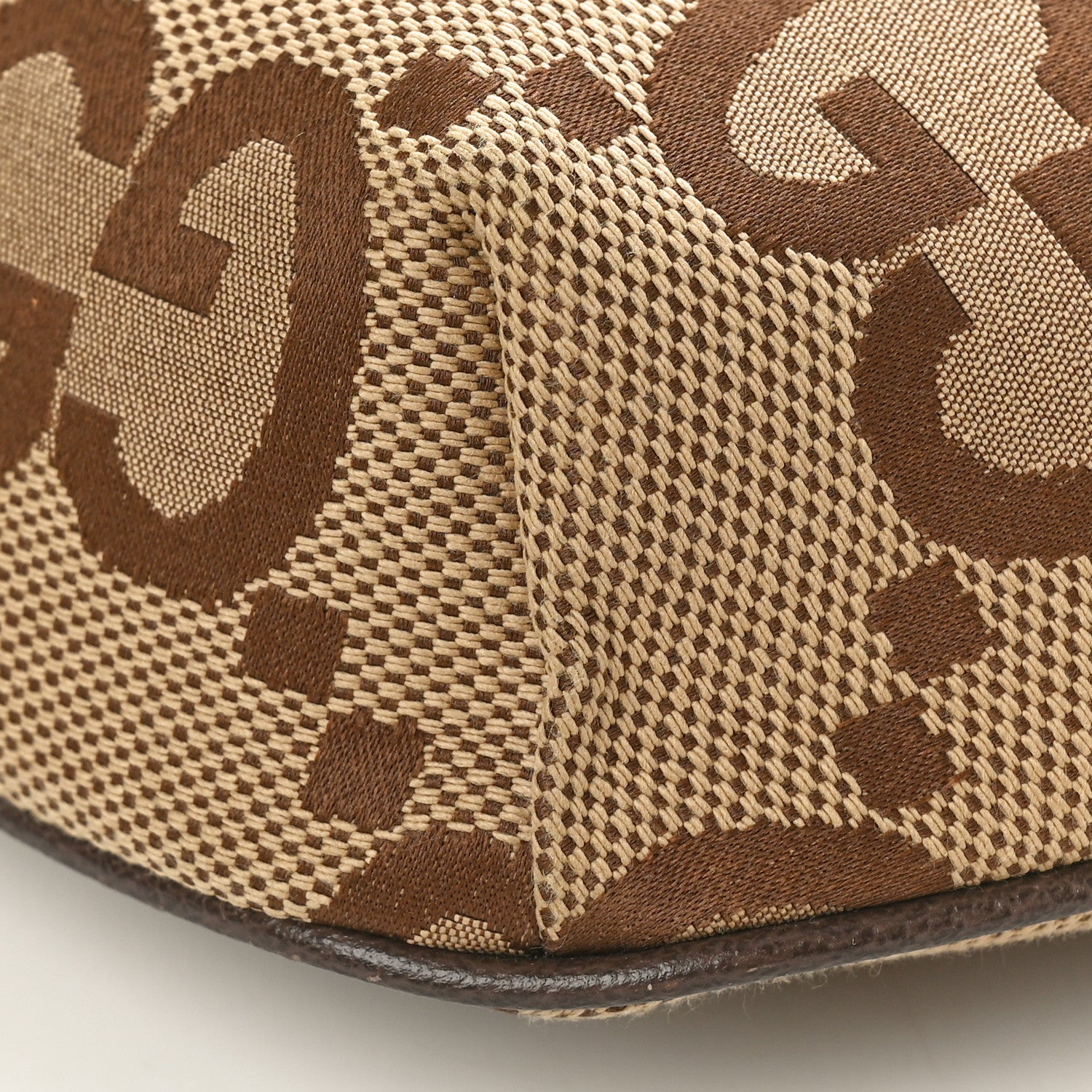 Gucci Monogram Jumbo GG Textured Dollar Calfskin Web Belt Bag Camel Ebony New Acero 9 of 9