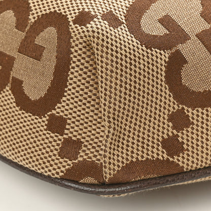 Gucci Monogram Jumbo GG Textured Dollar Calfskin Web Belt Bag Camel Ebony New Acero 9 of 9