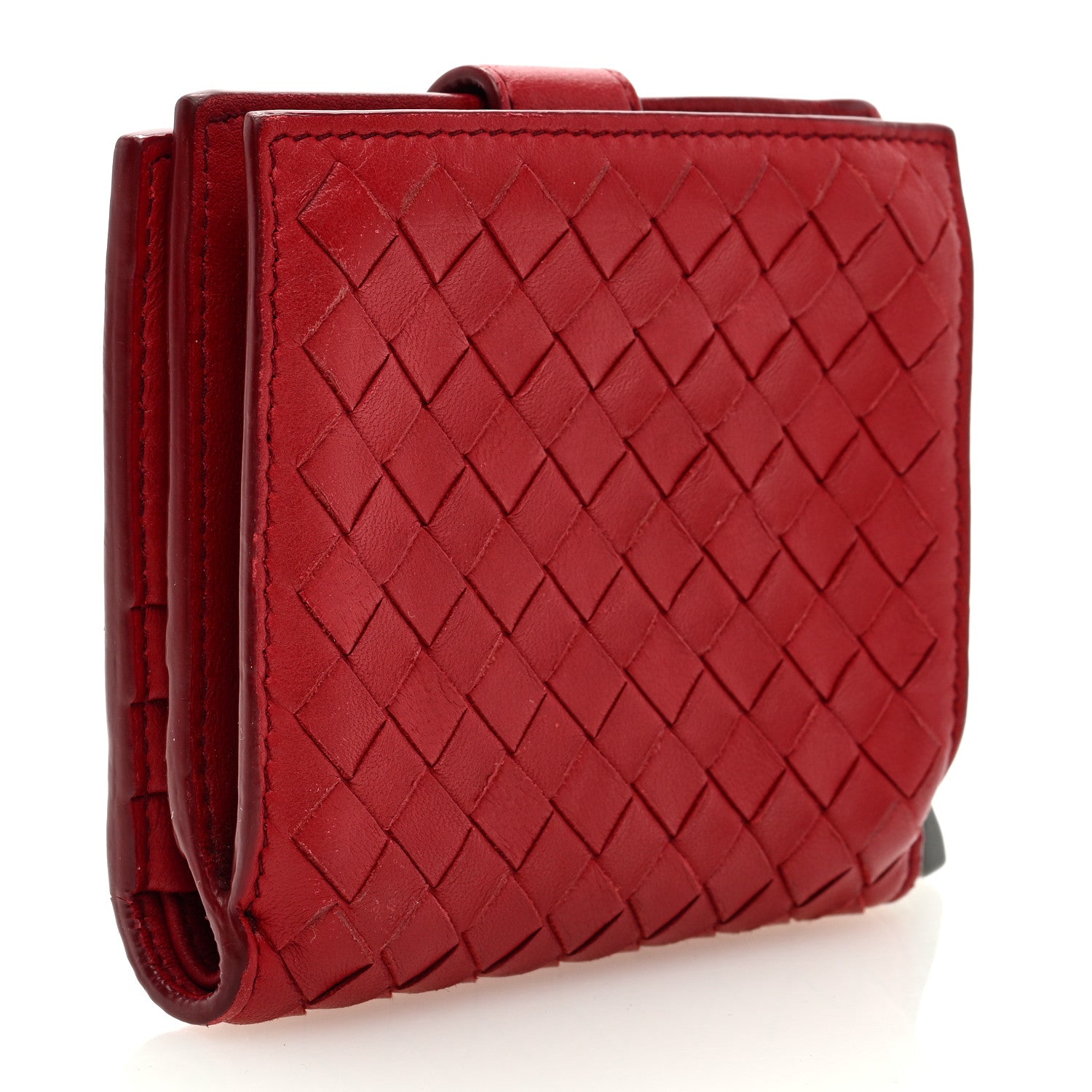 Bottega Veneta Nappa Intrecciato Tri-Fold Wallet Red 3 of 6