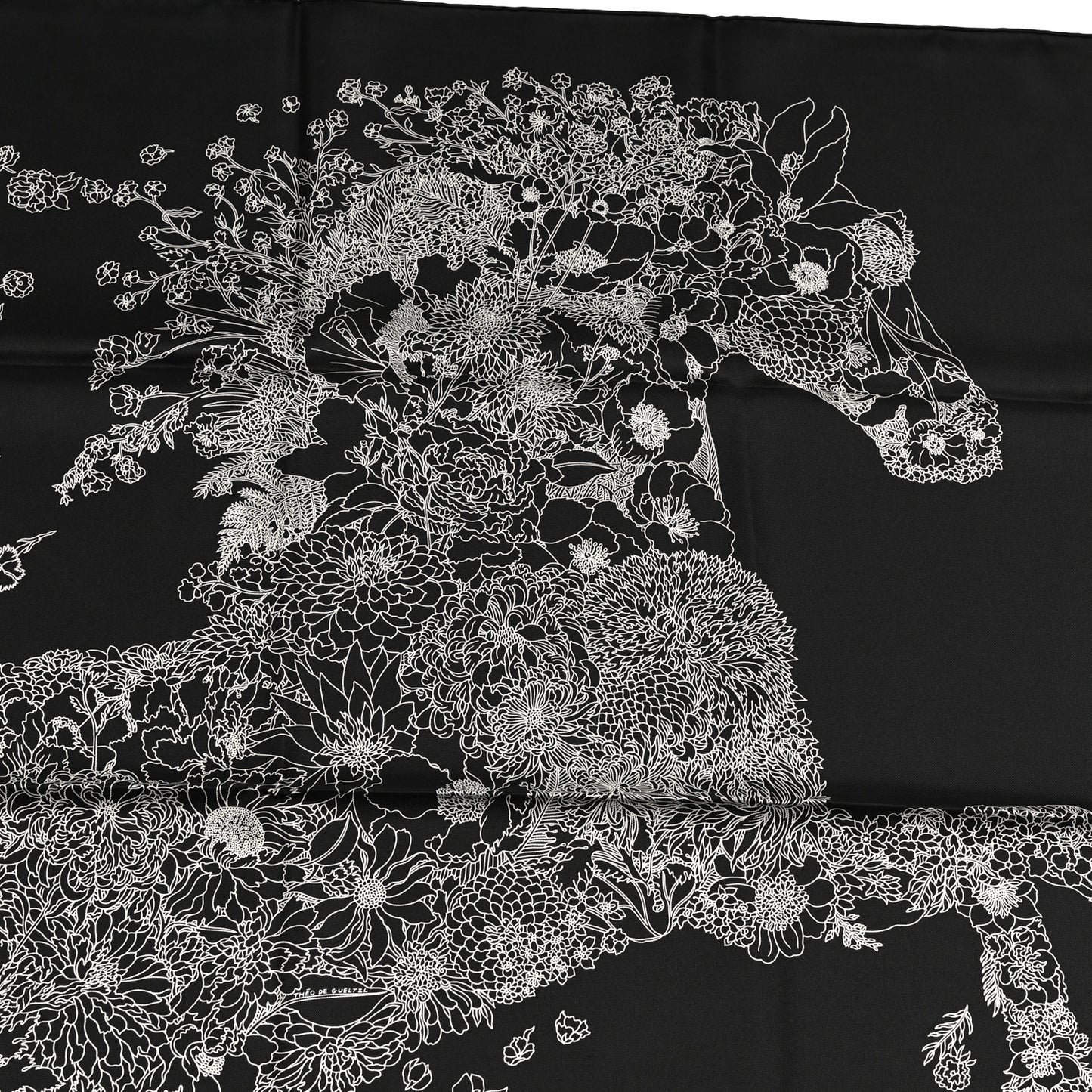 Silk Robe Legere Scarf 90 Black White