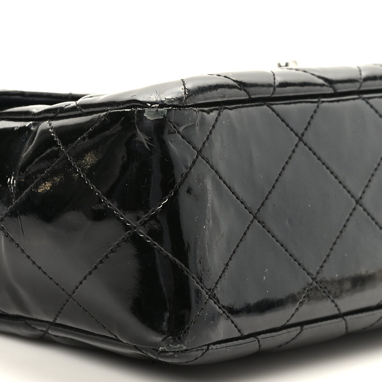 Patent Quilted Medium Single Flap Black
