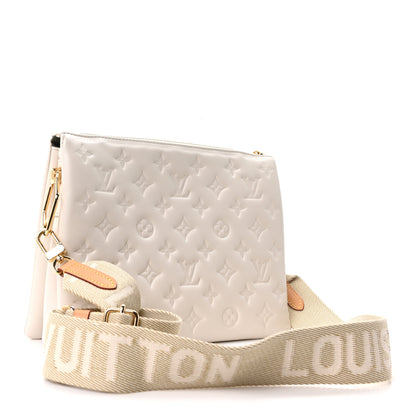 Louis Vuitton Lambskin Embossed Monogram Coussin PM Beige Cream 3 of 9