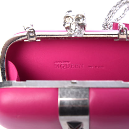 Alexander McQueen Nappa Studded Skull Box Chain Clutch Fuchsia 6 of 8