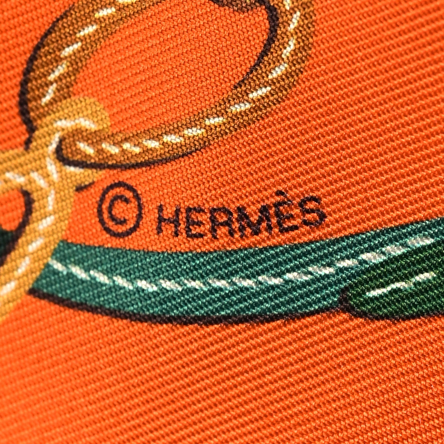 Hermes Silk Brides de Gala Twilly Orange Bleu Azur 3 of 4