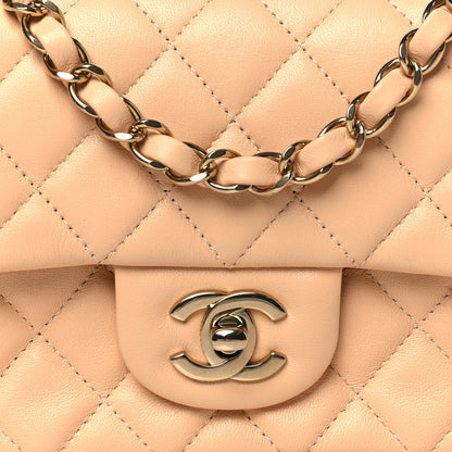 Chanel Lambskin Quilted Mini Rectangular Flap Beige 9 of 12