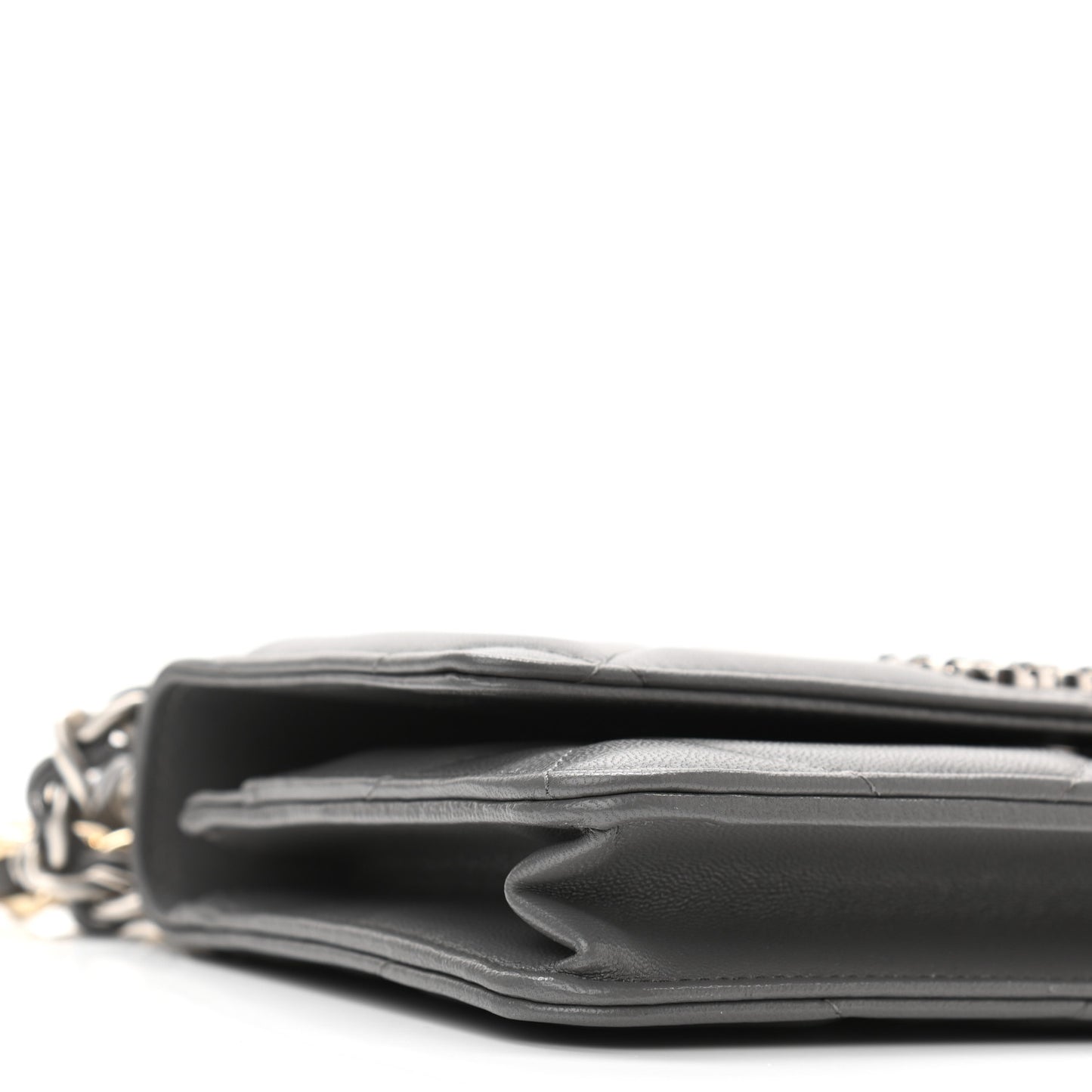 Lambskin Quilted Chanel 19 Wallet On Chain WOC Dark Grey