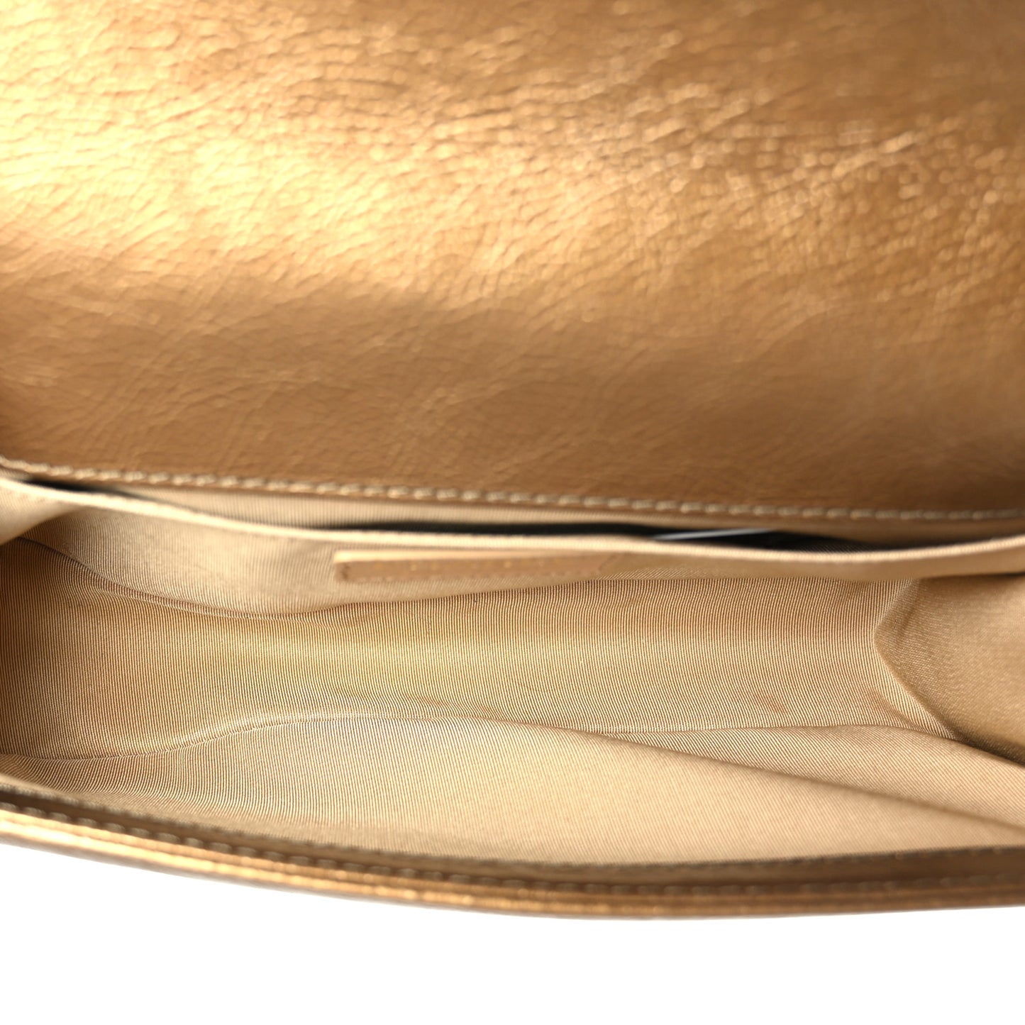 Metallic Crumpled Calfskin Quilted Medium Boy Flap Bronze