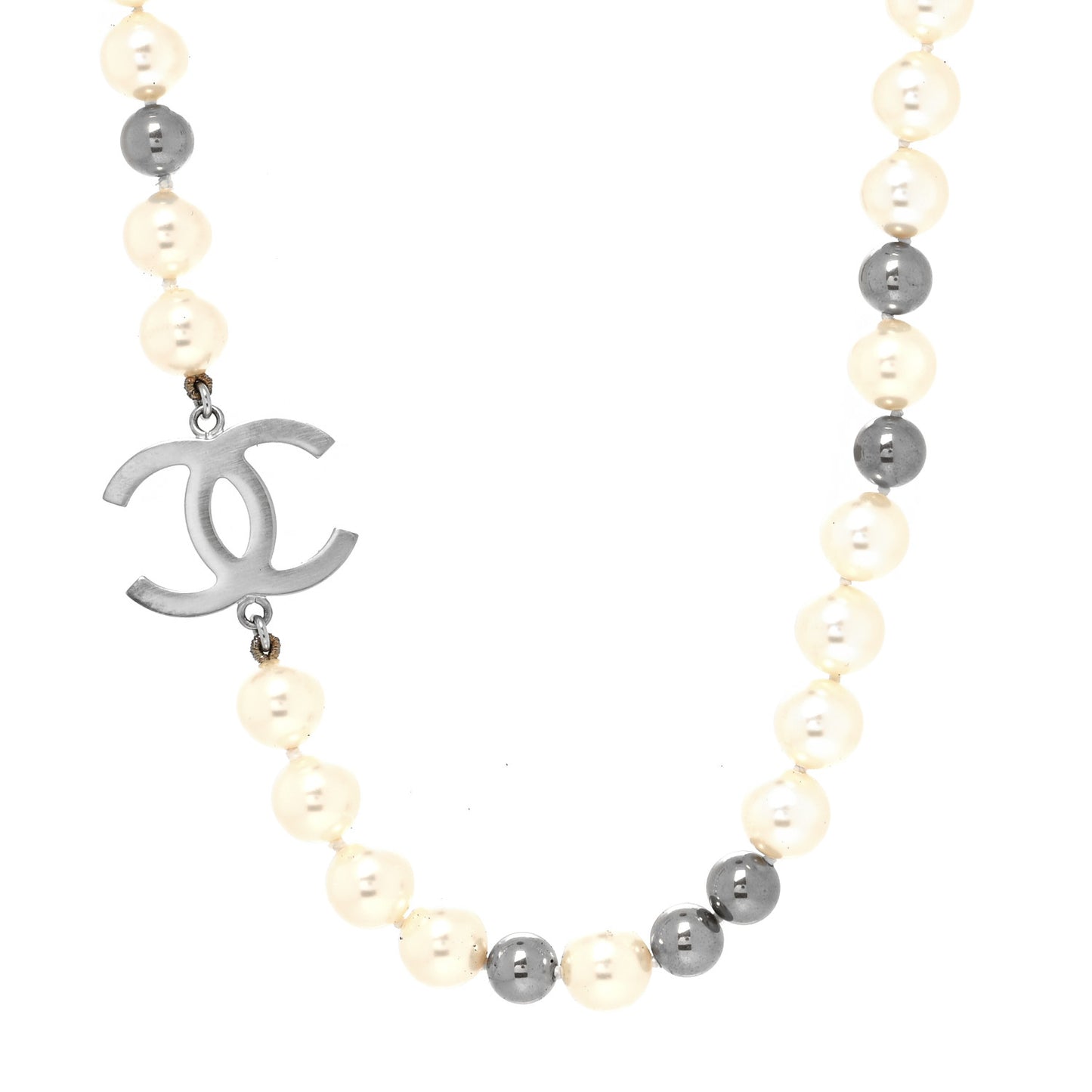 Pearl CC Short Necklace Silver