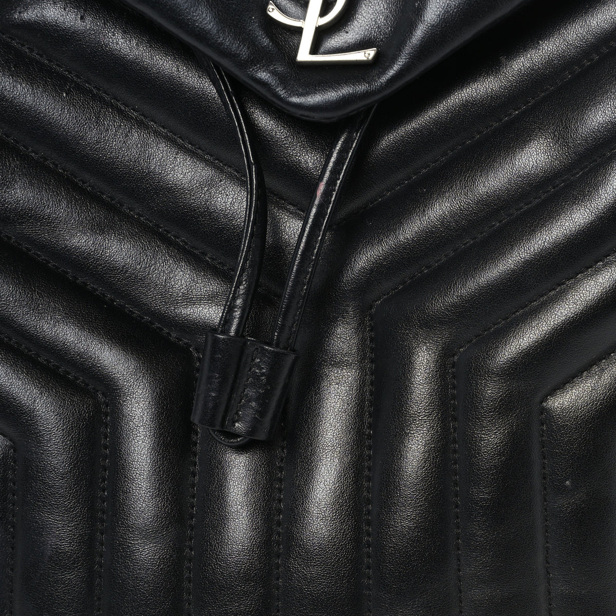 Calfskin Y Quilted Monogram Medium Loulou Backpack Black