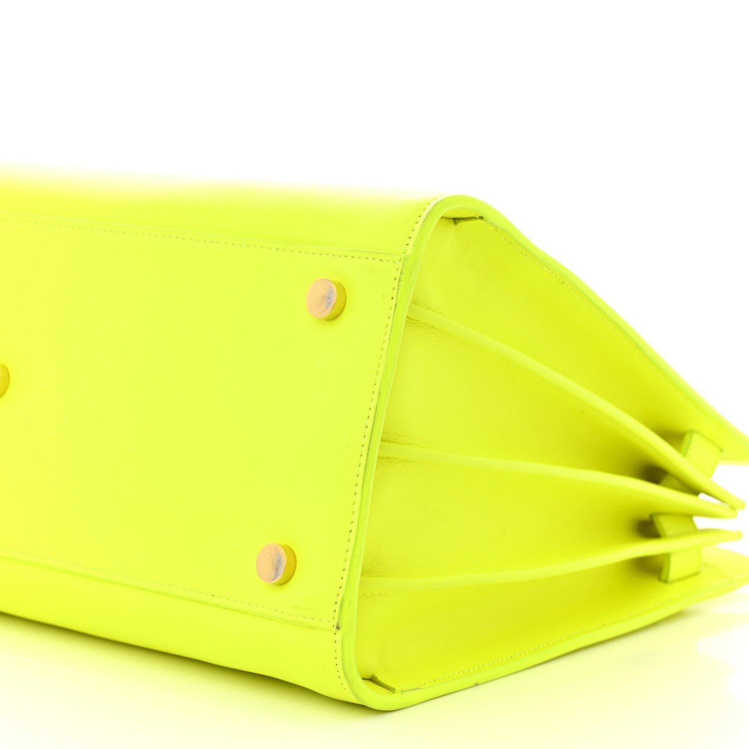 Saint Laurent Calfskin Small Sac De Jour Bag Neon Yellow 10 of 22