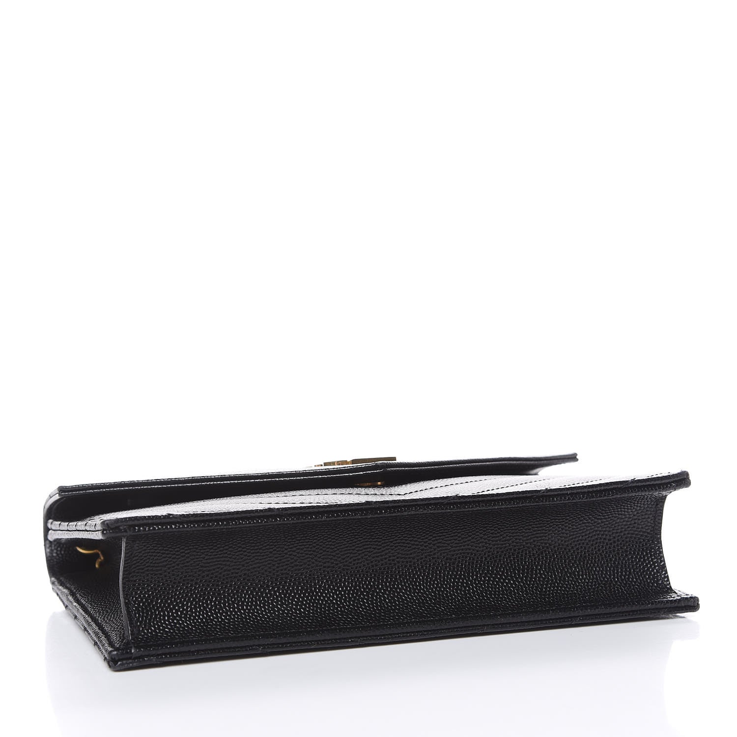 Saint Laurent Grain De Poudre Matelasse Chevron Monogram Envelope Chain Wallet Black 4 of 10