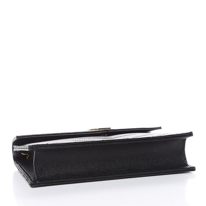 Saint Laurent Grain De Poudre Matelasse Chevron Monogram Envelope Chain Wallet Black 4 of 10