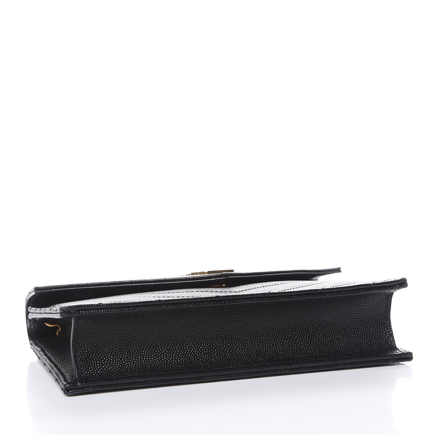 Grain De Poudre Matelasse Chevron Monogram Envelope Chain Wallet Black
