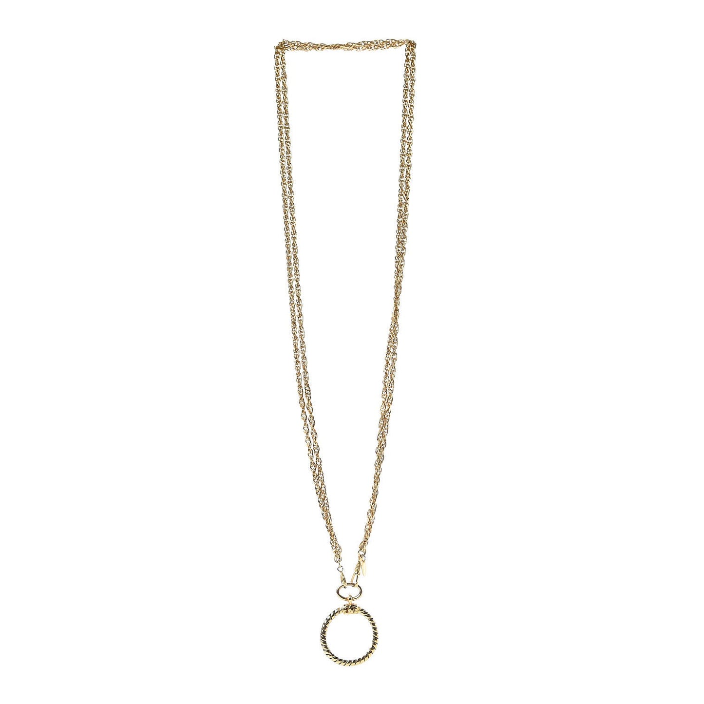 Loupe Magnifying Glass Double Chain Necklace Gold