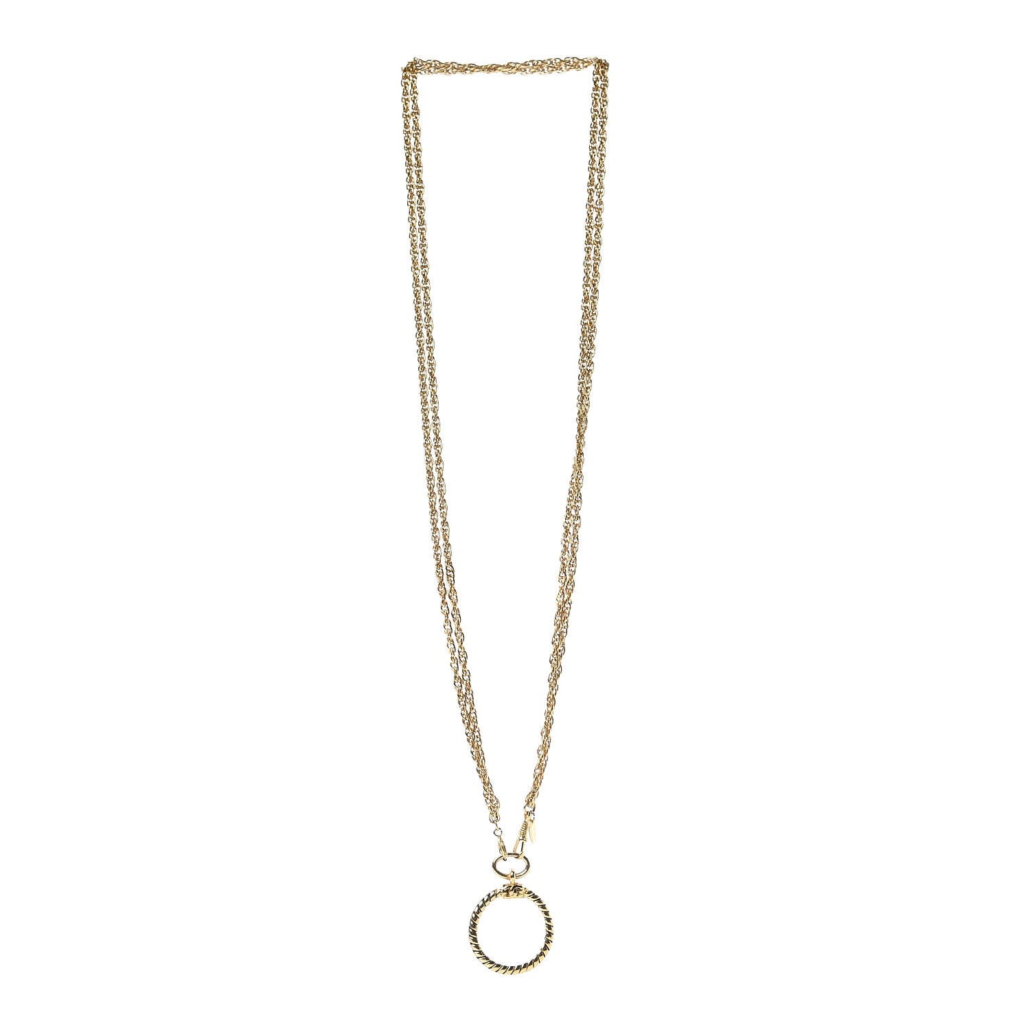 Chanel Loupe Magnifying Glass Double Chain Necklace Gold 3 of 6