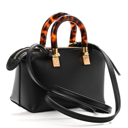 Fendi Vitello King Plexiglass Logo Embossed Mini By The Way Top Handle Boston Bag Black 3 of 11