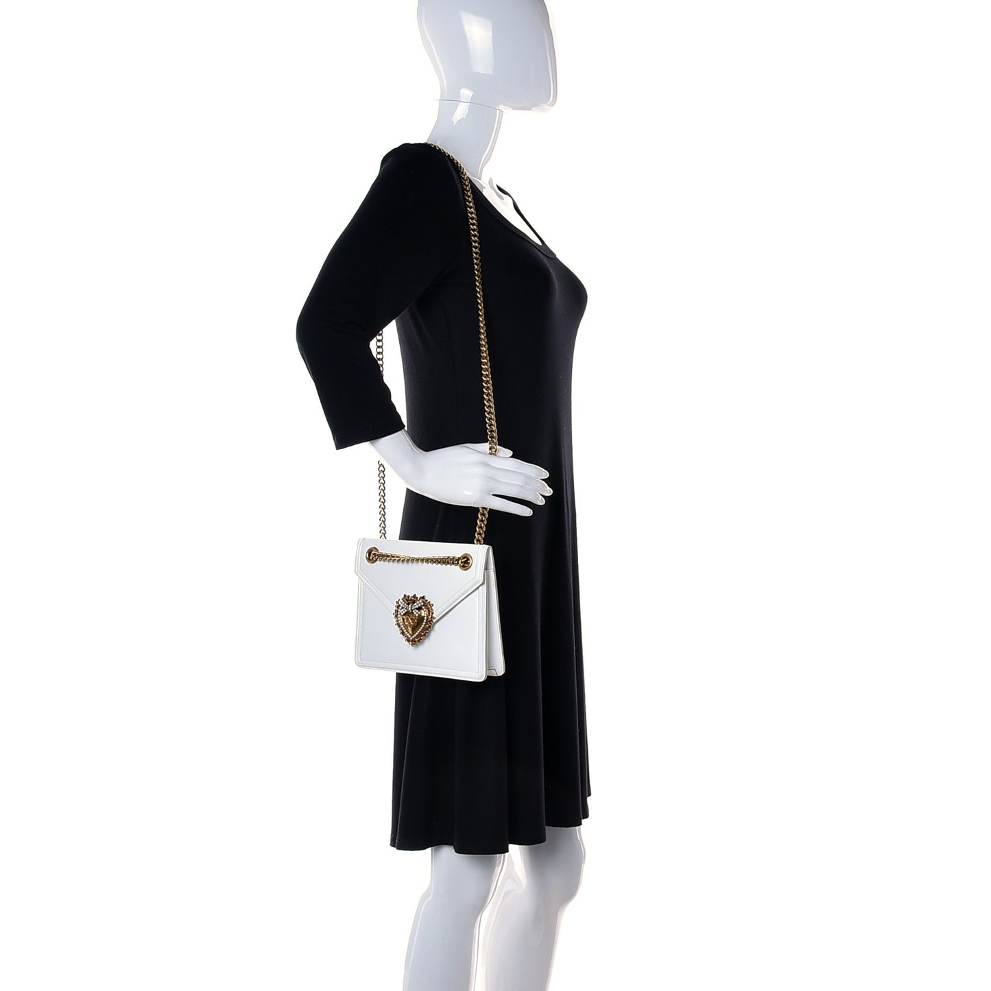Smooth Calfskin Medium Devotion Crossbody Bag White