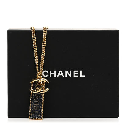 Chanel Metal Enamel Denim CC Logo Necklace Gold Blue 6 of 6