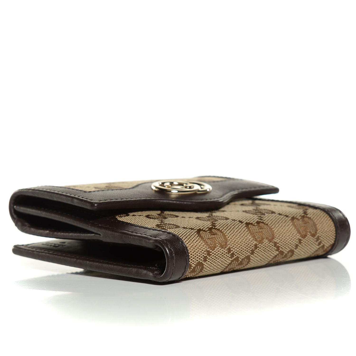 Gucci Monogram Margaux Calfskin Sukey French Flap Wallet Beige Ebony Cocoa 4 of 8