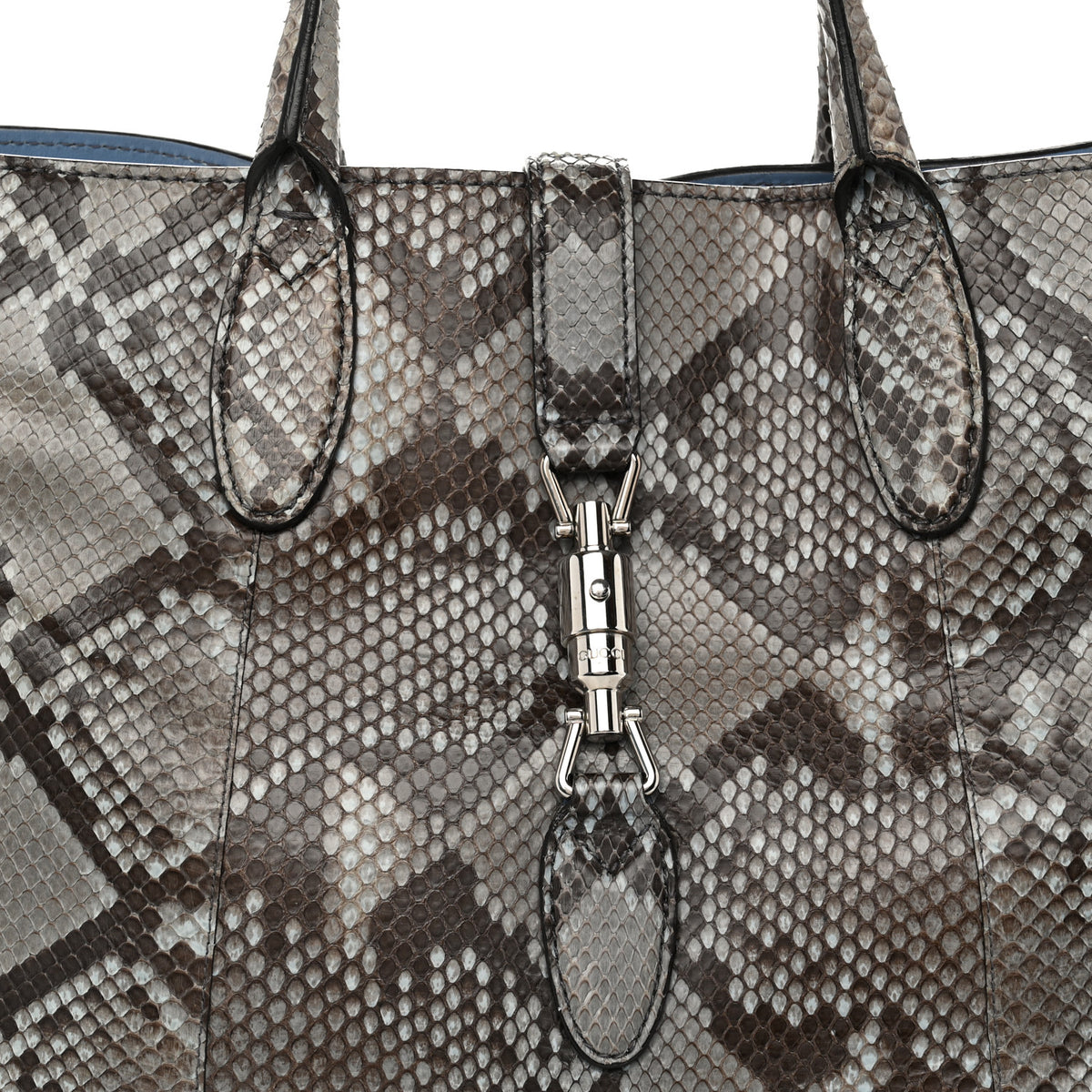 Gucci Snakeskin Medium Jackie Top Handle Bag Aquamarine 8 of 11